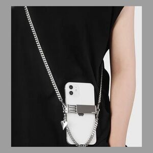 Stylish Fashion Statement Silvery Heart Crossbody Stainless Steel Phone Chain